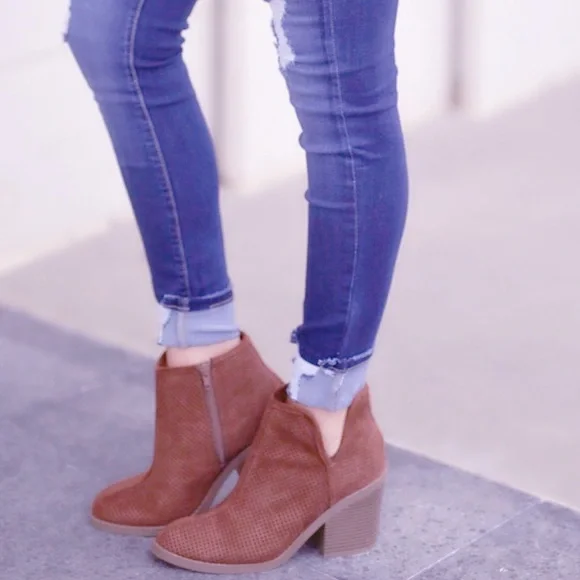 Perforated Ankle Booties - Picture 2 of 8